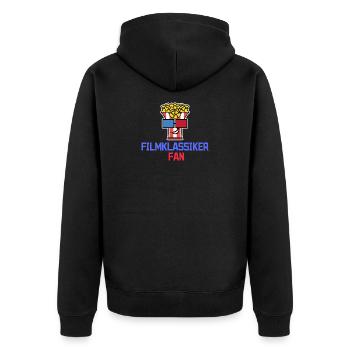 Kino Movies Theater Statement Popcorn Filmabend - Unisex Premium Bio Zip Hoodie - Schwarz - Hinten - Nico (187cm)