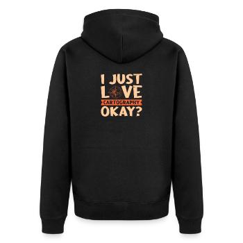 Cartography design - Unisex Premium Organic Zip Hoodie - black - Back - Nico (187cm)