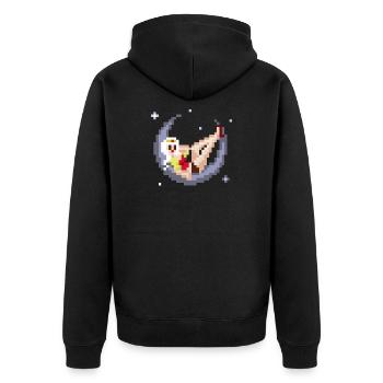pixel pinup: girl on the moon - Unisex Premium Bio Zip Hoodie - Schwarz - Hinten - Nico (187cm)