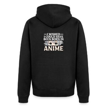 Anime Serien Design - Unisex Premium Bio Zip Hoodie - Schwarz - Hinten - Nico (187cm)