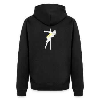 Pole Fitness Gelb Bikini Silhouette - Unisex Premium Bio Zip Hoodie - Schwarz - Hinten - Nico (187cm)