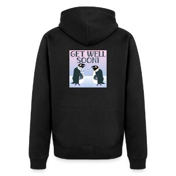 GET WELL SOON - PENGUIN ANIMAL BIRDS - WINTER - Unisex Premium Organic Zip Hoodie - black - Back - Nico (187cm)