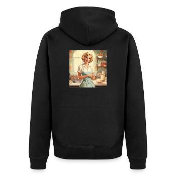 Vintage Hausfrau 50er Jahre - Retro Küche & Backen - Unisex Premium Bio Zip Hoodie - Schwarz - Hinten - Nico (187cm)