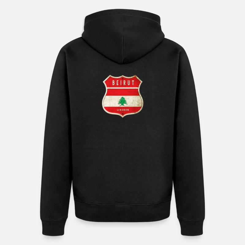 Beirut Libanon Wappen Flaggen Design - Unisex Premium Bio Zip Hoodie - Schwarz