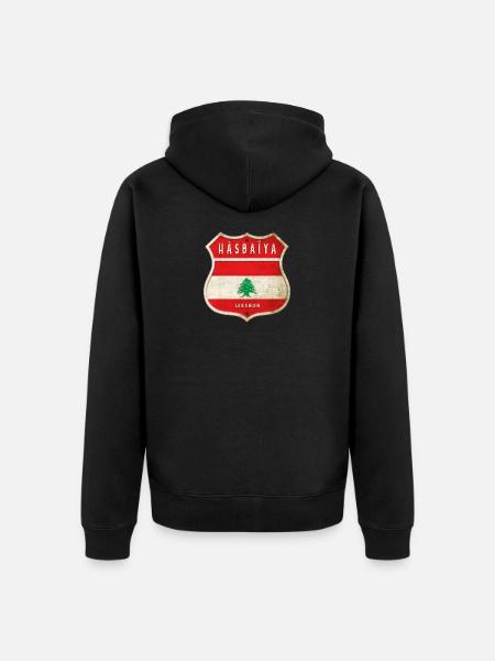 Hasbaiyya Liban Armoiries Drapeaux Design - Veste à capuche bio Premium Unisexe - noir