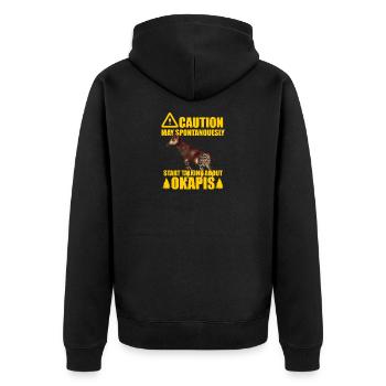 Okapi der Waldflüsterer - Unisex Premium Bio Zip Hoodie - Schwarz - Hinten - Nico (187cm)