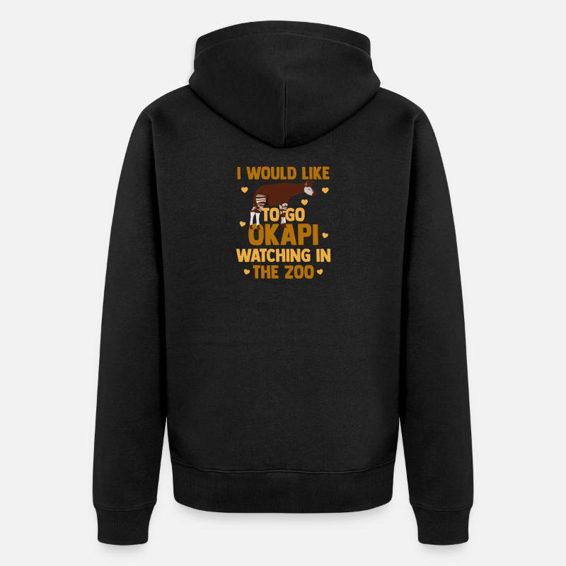 Okapi im Einklang mit der Natur - Unisex Premium Bio Zip Hoodie - Schwarz