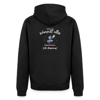 Gute Besserung ! Ohne dich schmeckts grauenvoll - Unisex Premium Bio Zip Hoodie - Schwarz - Hinten - Nico (187cm)