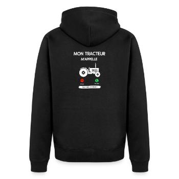 MON TRACTEUR M'APPLLE FAUT QUE J'Y AILLE ! - Veste à capuche bio Premium Unisexe - noir - Dos - Nico (187cm)