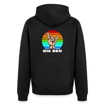 Großer Bruder Bruderherz Cooler Spruch Bro - Unisex Premium Bio Zip Hoodie - Schwarz - Hinten - Nico (187cm)