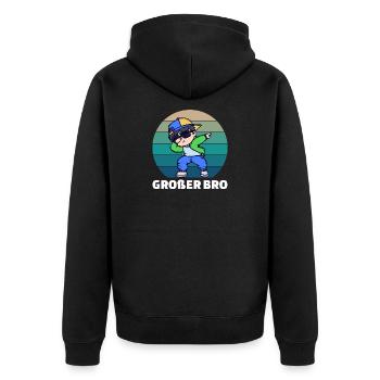 Cooler Spruch Bro Bruderherz Stolzer Großer Bruder - Unisex Premium Bio Zip Hoodie - Schwarz - Hinten - Nico (187cm)