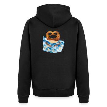 Wiesen Brezel - Unisex Premium Bio Zip Hoodie - Schwarz - Hinten - Nico (187cm)