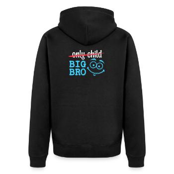Geschwister Statement Einzelkind Bro Bruderherz - Unisex Premium Bio Zip Hoodie - Schwarz - Hinten - Nico (187cm)