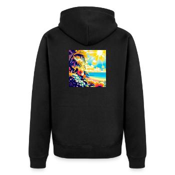 Plage tropicale rétro et soleil - Veste à capuche bio Premium Unisexe - noir - Dos - Nico (187cm)