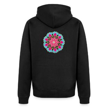 Yoga Mandala Or Méditation Inde Ornement Om - Veste à capuche bio Premium Unisexe - noir - Dos - Nico (187cm)