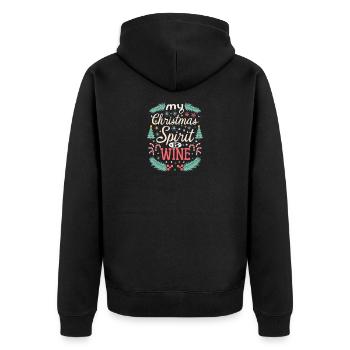 Meine Weihnachtsstimmung ist der Wein - Unisex Premium Bio Zip Hoodie - Schwarz - Hinten - Nico (187cm)