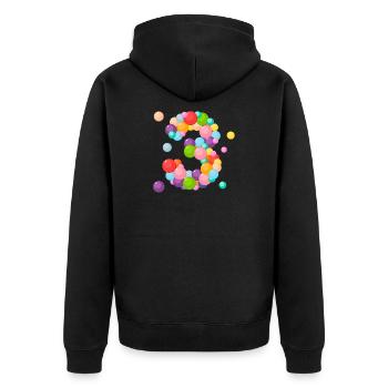 drei Jahre, ich bin 3 Jahre alt, Geburtstag 3 Jahre, 3 Jahre alt - Unisex Premium Bio Zip Hoodie - Schwarz - Hinten - Nico (187cm)