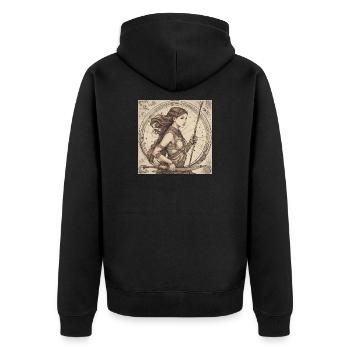 Zodiac Sagittarius - Unisex Premium Bio Zip Hoodie - Schwarz - Hinten - Nico (187cm)