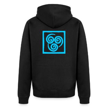 Symbole du vent en carré - Veste à capuche bio Premium Unisexe - noir - Dos - Nico (187cm)