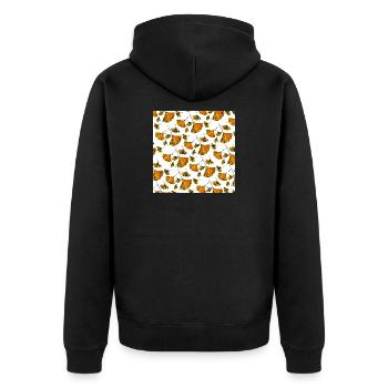 ginkomuster, Blätter prints, naturprints - Unisex Premium Bio Zip Hoodie - Schwarz - Hinten - Nico (187cm)