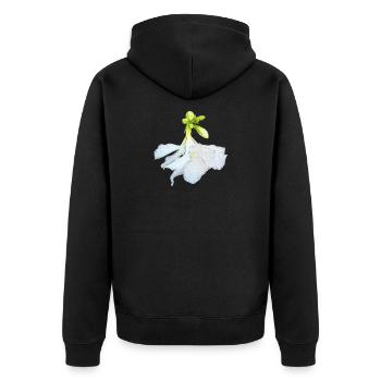 oleanderblüte unten, geschenke frauen - Unisex Premium Bio Zip Hoodie - Schwarz - Hinten - Nico (187cm)
