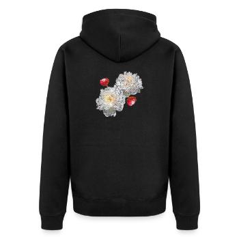 Pfingstrosen, Blumenmotive, gartenliebhaber - Unisex Premium Bio Zip Hoodie - Schwarz - Hinten - Nico (187cm)