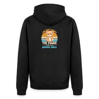 Le pouvoir du quokka : les sourires - Veste à capuche bio Premium Unisexe - noir - Dos - Nico (187cm)