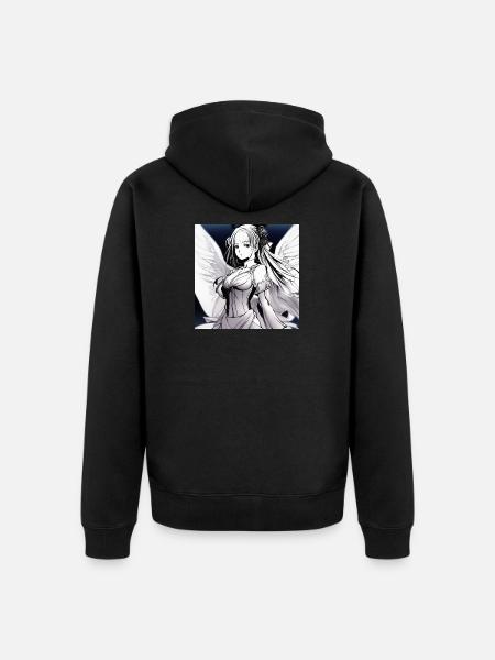 Engelfigur im Noir-Kontrast - Unisex Premium Bio Zip Hoodie - Schwarz