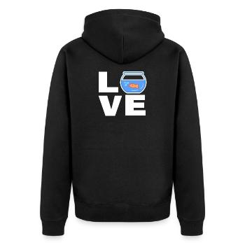 Haustiere Goldfisch Spruch Kuscheltier Aquarium - Unisex Premium Bio Zip Hoodie - Schwarz - Hinten - Nico (187cm)