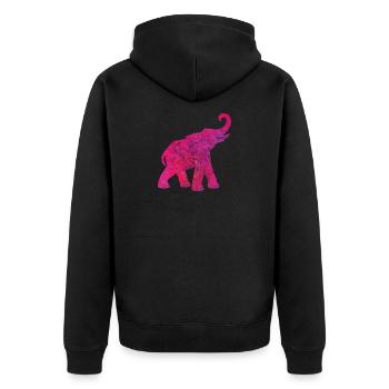 Yoga Pink Elephant Structure Meditation India Yogi - Unisex Premium Organic Zip Hoodie - black - Back - Nico (187cm)
