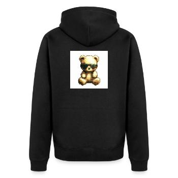 Teddycool II - Unisex Premium Bio Zip Hoodie - Schwarz - Hinten - Nico (187cm)