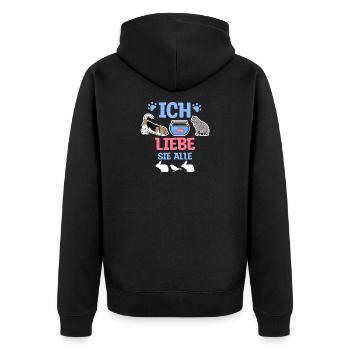 Haustiere Statement Hund Katze Maus Hase Fisch - Unisex Premium Bio Zip Hoodie - Schwarz - Hinten - Nico (187cm)
