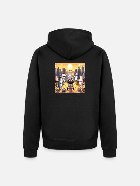 Cat Barbecue - Unisex Premium Organic Zip Hoodie - black