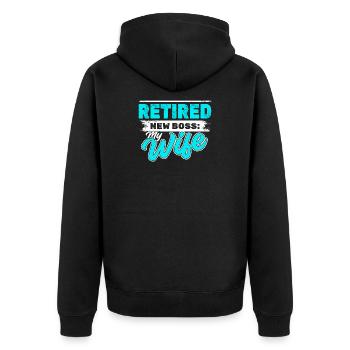 Énoncé de carrière Emploi senior Retraite Congés - Veste à capuche bio Premium Unisexe - noir - Dos - Nico (187cm)