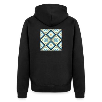 Andalusische Fliesen 13 - Unisex Premium Bio Zip Hoodie - Schwarz - Hinten - Nico (187cm)