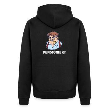 Pensionist Statement Senior Pensionär Abschied - Unisex Premium Bio Zip Hoodie - Schwarz - Hinten - Nico (187cm)