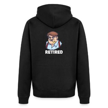 Ruhestand Spruch Rentner Pensionär Freizeit - Unisex Premium Bio Zip Hoodie - Schwarz - Hinten - Nico (187cm)