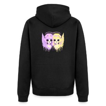Doppelte Gelassenheit: Verträumte pastellfarbene Gothic-Engel - Unisex Premium Bio Zip Hoodie - Schwarz - Hinten - Nico (187cm)