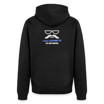 Ruhestand Pensionist Statement Lebensabend Senior - Unisex Premium Bio Zip Hoodie - Schwarz - Hinten - Nico (187cm)