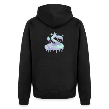 Iridescent Glyph Serpent on Melted Prism - Unisex Premium Organic Zip Hoodie - black - Back - Nico (187cm)