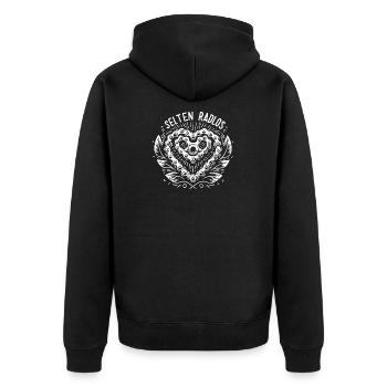 selten radlos fahrradkette herz sport radsport rad - Unisex Premium Bio Zip Hoodie - Schwarz - Hinten - Nico (187cm)