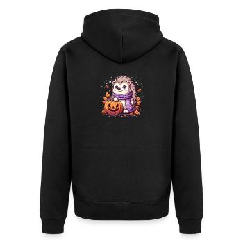 Igel Halloween - Unisex Premium Bio Zip Hoodie - Schwarz - Hinten - Nico (187cm)