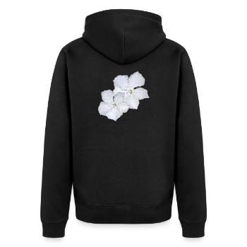 oliander blumen, geschenkidee frau, pflanzen shirt - Unisex Premium Bio Zip Hoodie - Schwarz - Hinten - Nico (187cm)