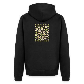 Pistachio Everyday Nuts Aesthetic Food Shirt - Unisex Premium Organic Zip Hoodie - black - Back - Nico (187cm)