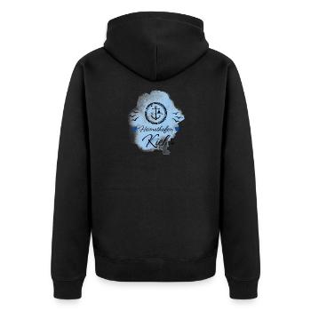 Kiel Liebe Heimathafen mit Anker - Unisex Premium Bio Zip Hoodie - Schwarz - Hinten - Nico (187cm)