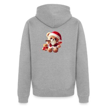 Ours en peluche de Noël avec cigare et vin - Veste à capuche bio Premium Unisexe - gris chiné - Dos - Nico (187cm)