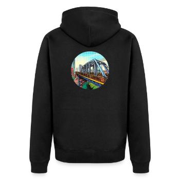 Pont comique dans la ville - Veste à capuche bio Premium Unisexe - noir - Dos - Nico (187cm)