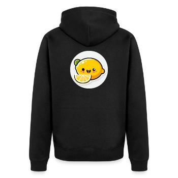 Cute laughing yellow lemon in comic style - Unisex Premium Organic Zip Hoodie - black - Back - Nico (187cm)