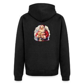 Aquarell mit Geschenken - Unisex Premium Bio Zip Hoodie - Schwarz - Hinten - Nico (187cm)