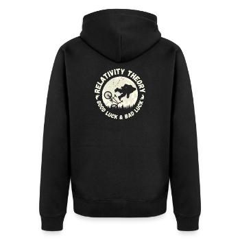Relativity Theory - Good Luck and Bad Luck - Unisex Premium Organic Zip Hoodie - black - Back - Nico (187cm)